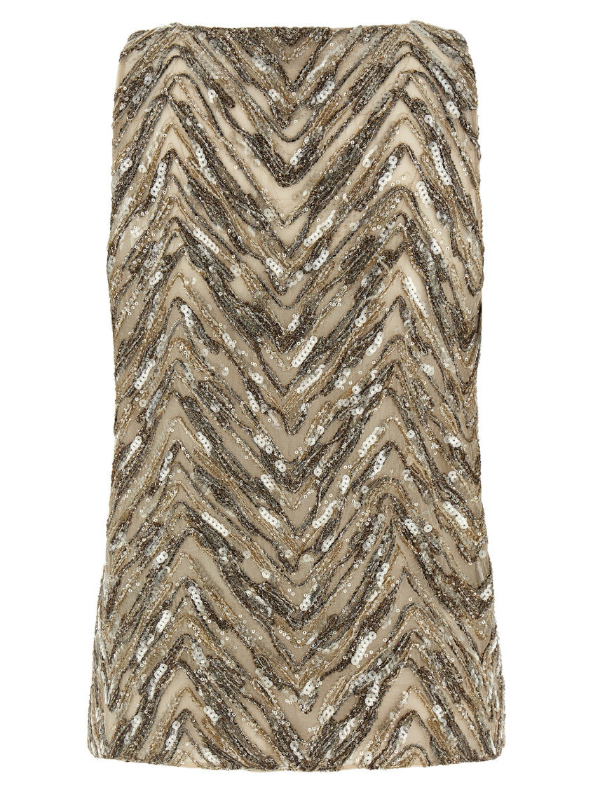 Beige 'Dazzling Chevron Embroidery' Top 2