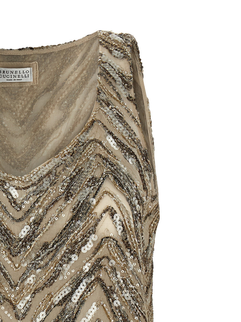 Beige 'Dazzling Chevron Embroidery' Top 3