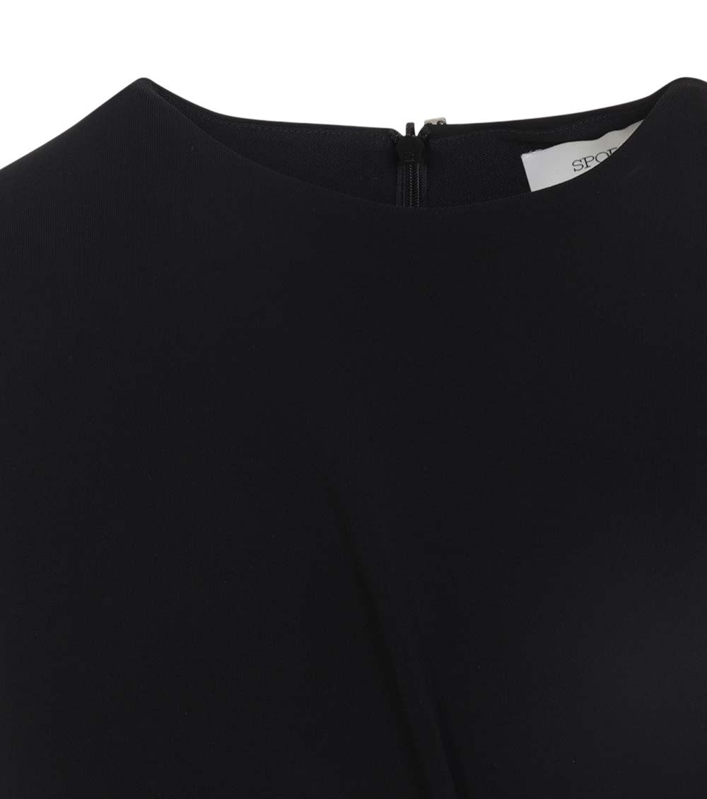 Black Round Neck Crape Maxi Dress 2