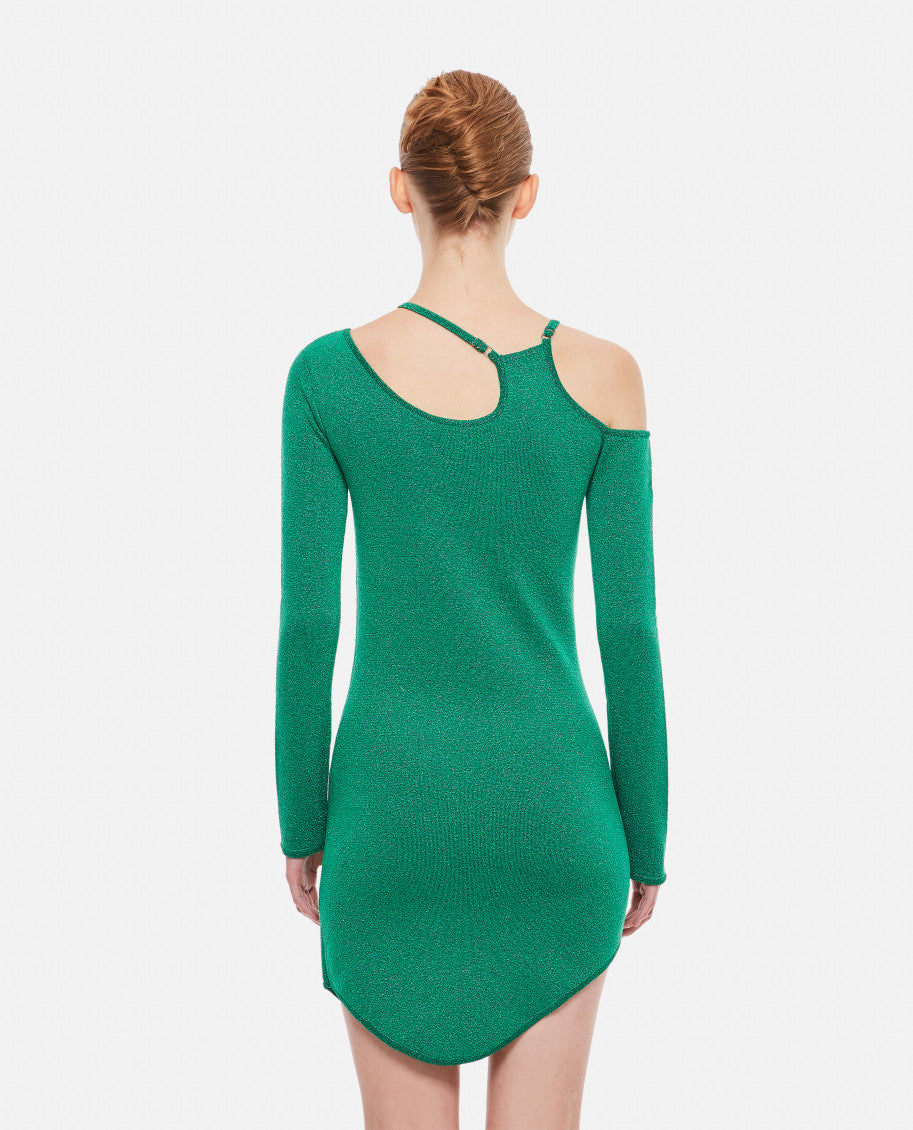 Green Glitter Cut-Out Asymmetric Dress 3