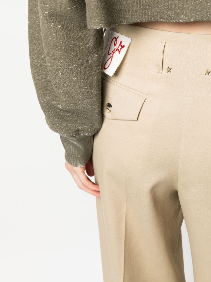Beige Wide-leg Wool Pants 4
