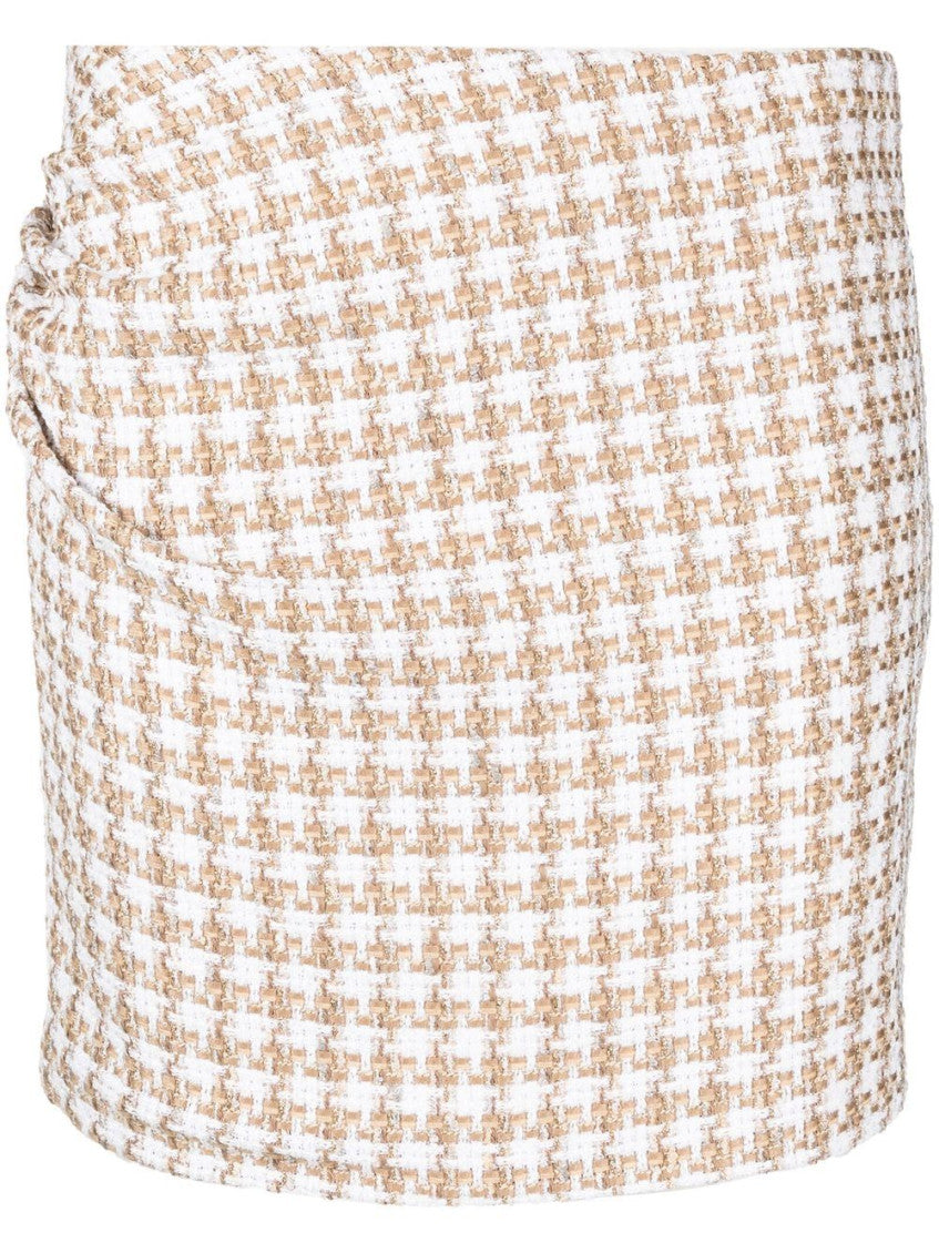 White Garna Cotton Blend Silk Mini Skirt 1
