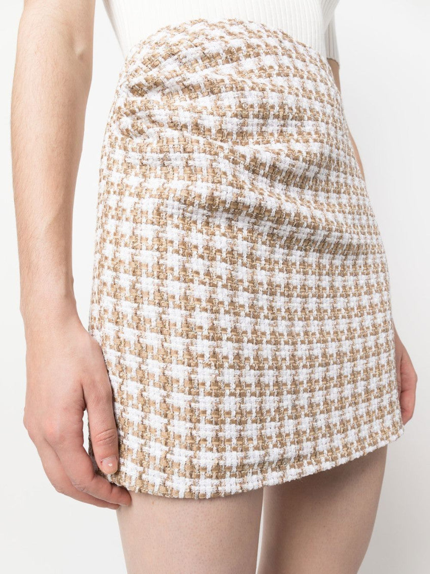 White Garna Cotton Blend Silk Mini Skirt 3