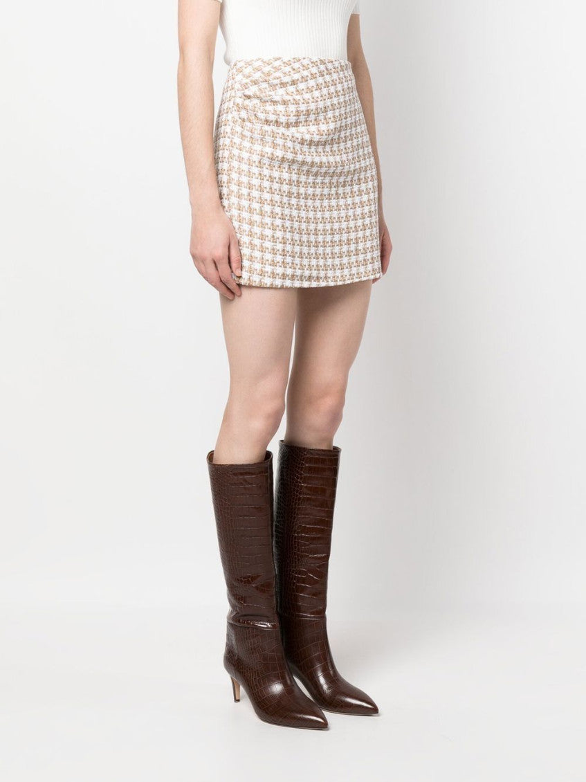 White Garna Cotton Blend Silk Mini Skirt 4