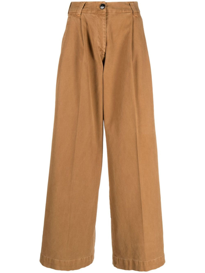 Wide leg cotton trousers 1