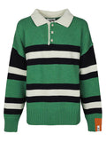 Wool striped long sleeve polo shirt 1