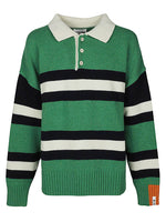 Wool striped long sleeve polo shirt 1