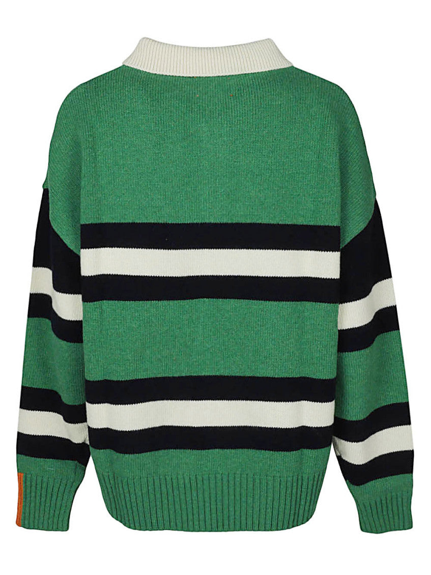 Wool striped long sleeve polo shirt 2
