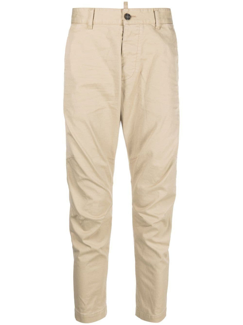 Beige Mid-rise Trousers 1
