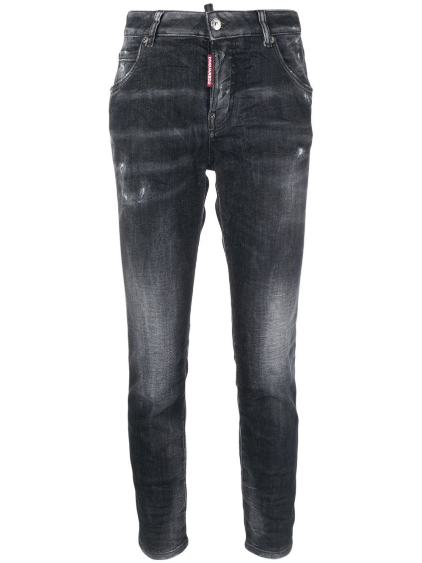 Black Slim Mid Rise Jeans 1