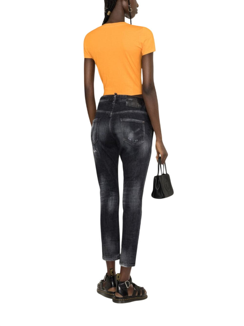 Black Slim Mid Rise Jeans 3