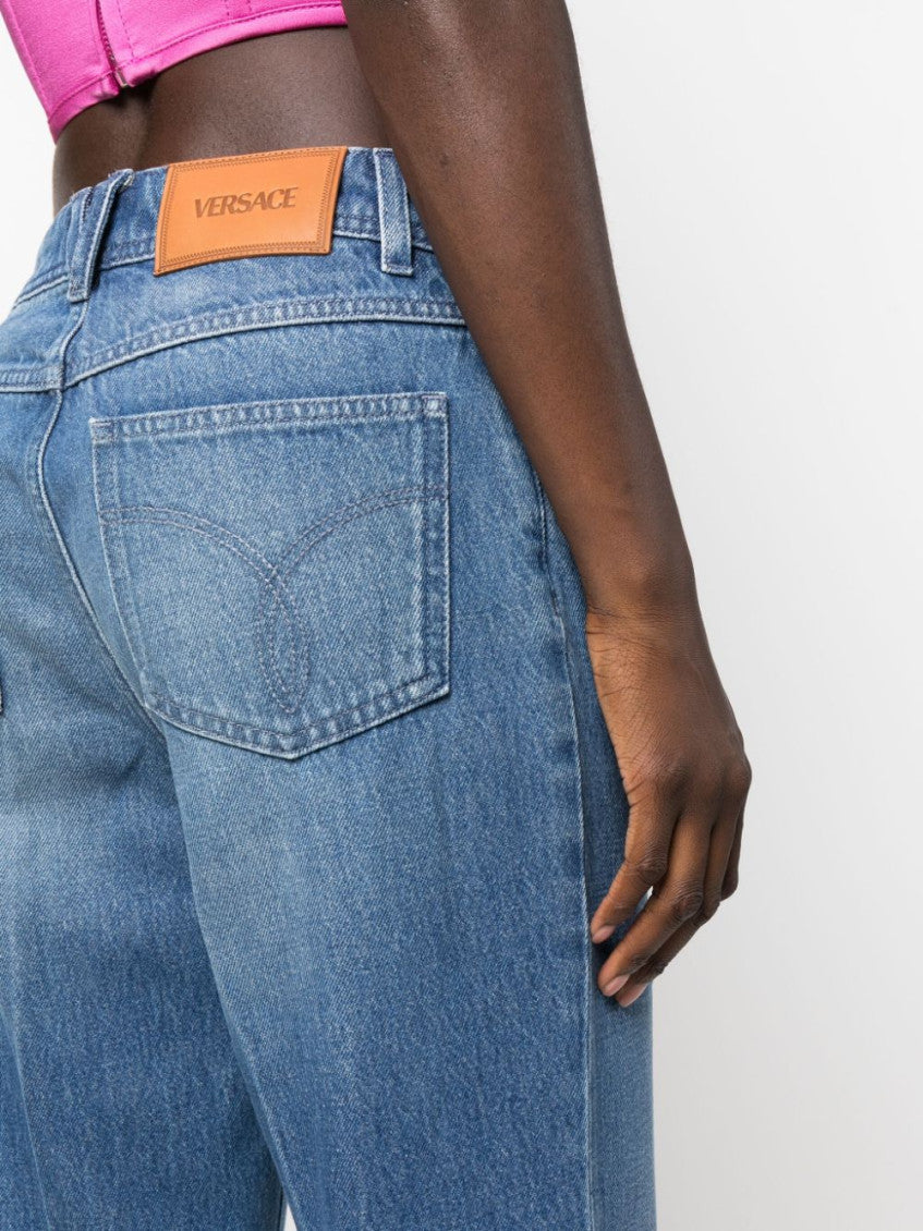 Light Blue Straight Leg Denim Jeans 2