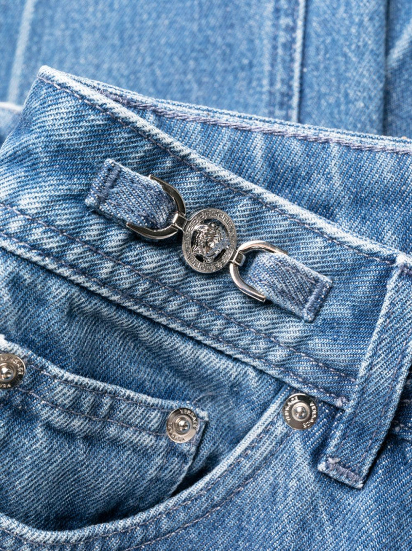 Light Blue Straight Leg Denim Jeans 4