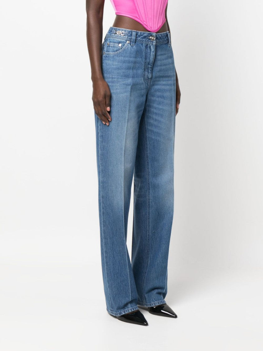 Light Blue Straight Leg Denim Jeans 5