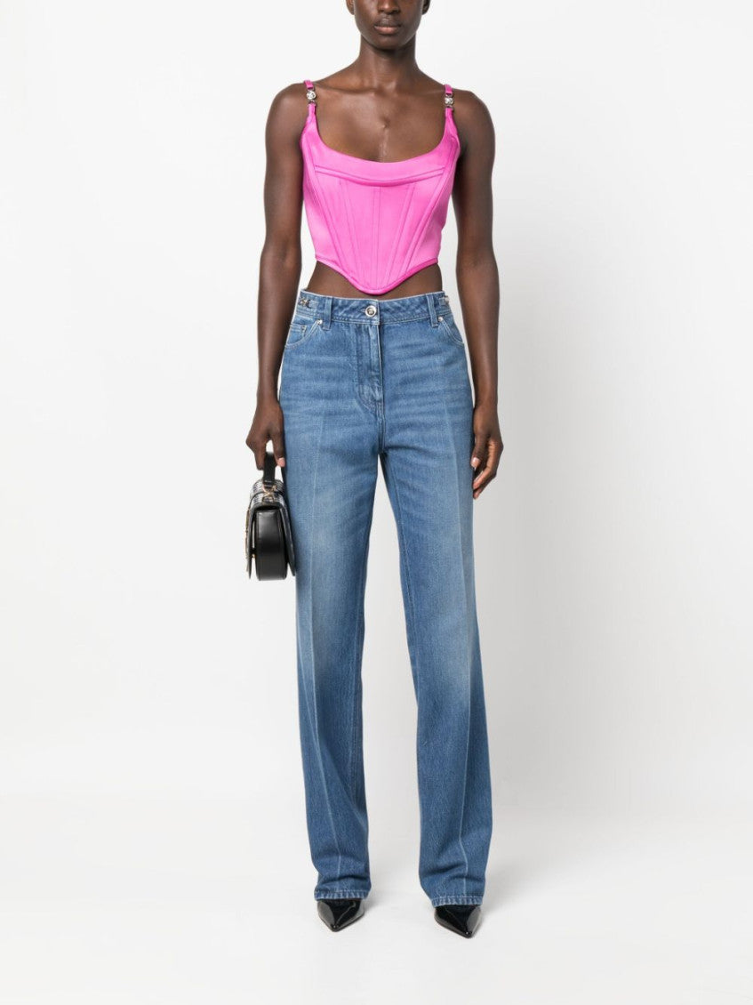Light Blue Straight Leg Denim Jeans 7