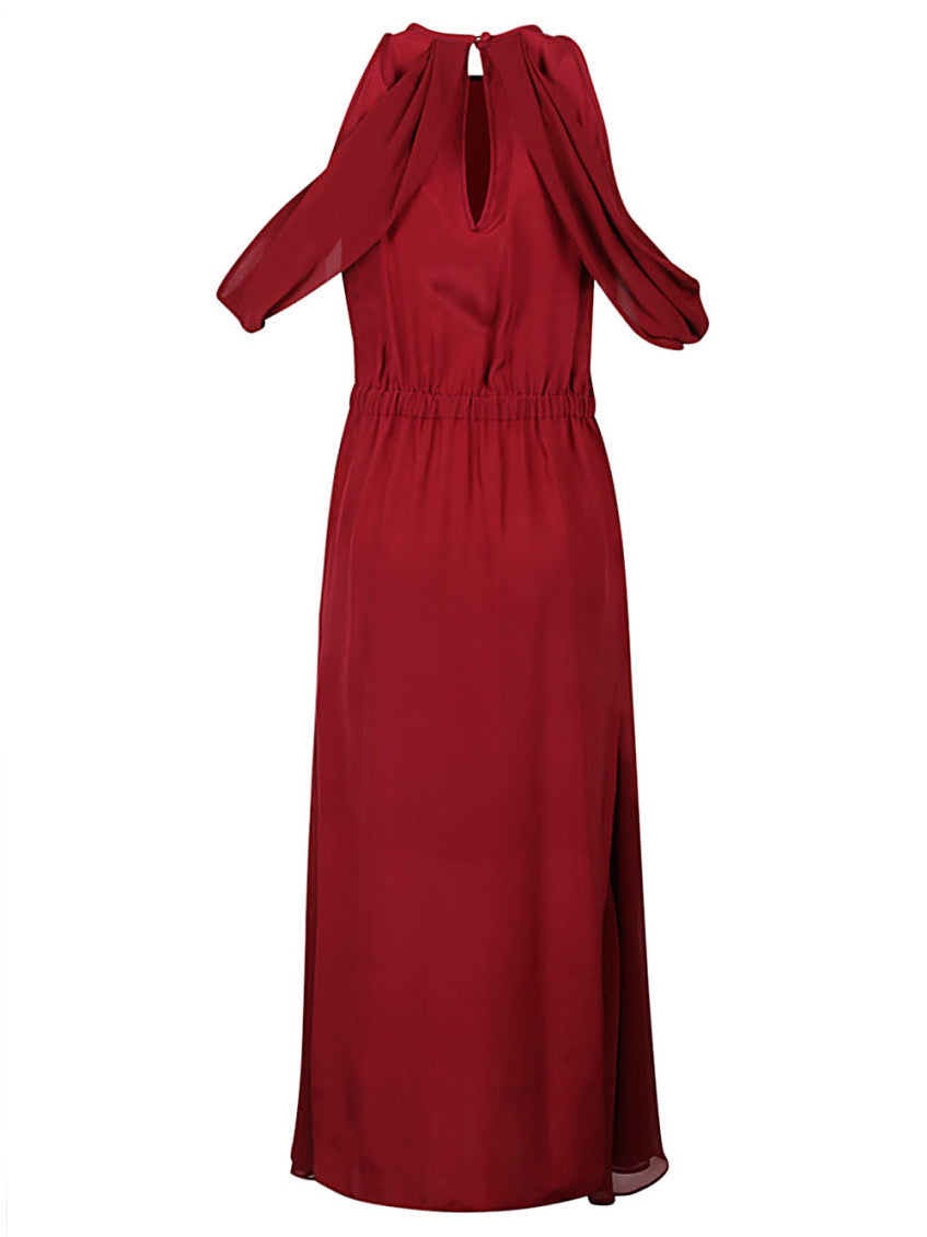 Maroon Silk Midi Dress 2