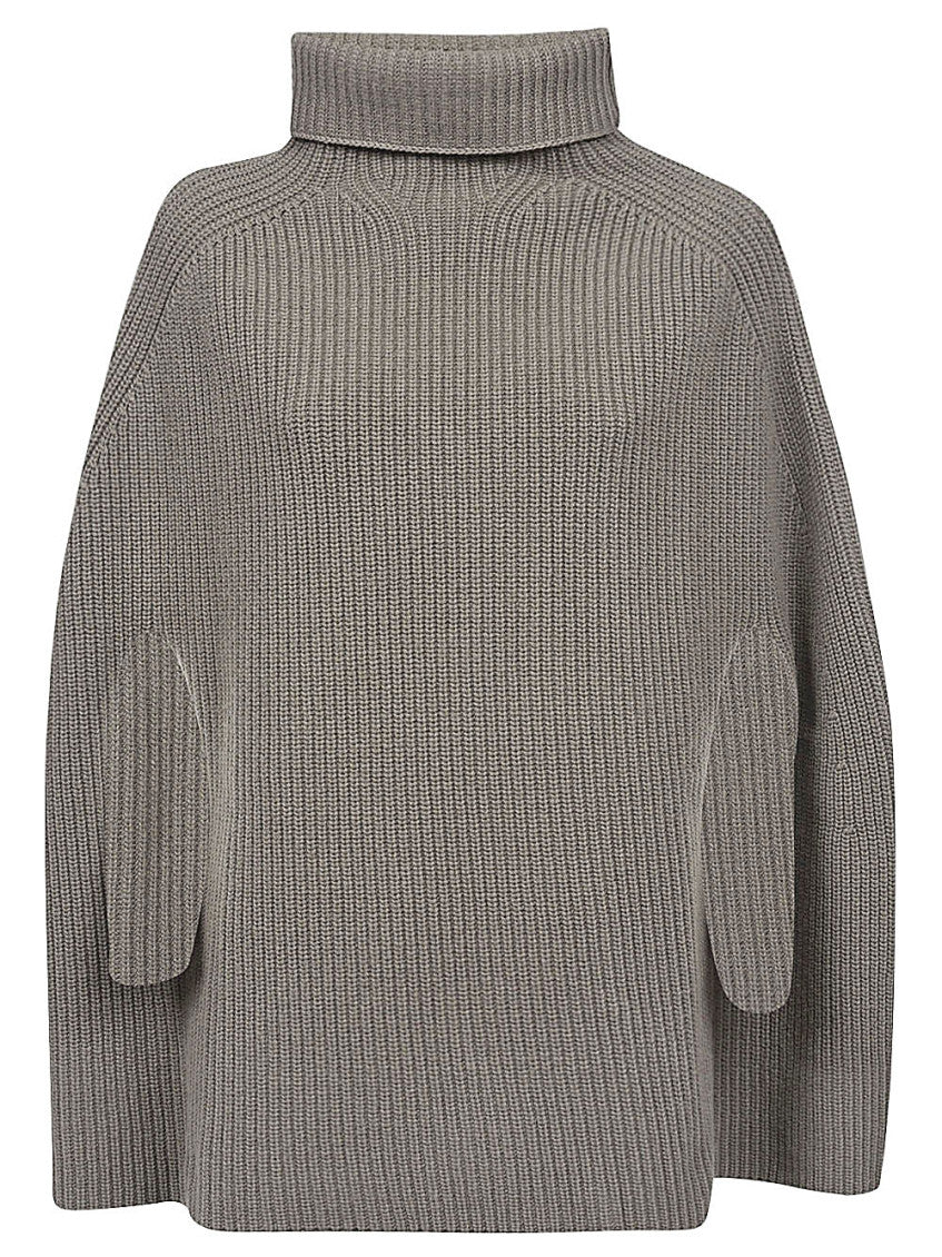 Ribbed wool high neck cape 1