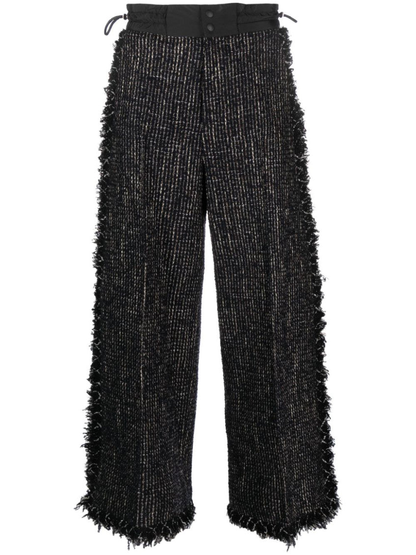 Black Wide Leg Tweed Trousers 1