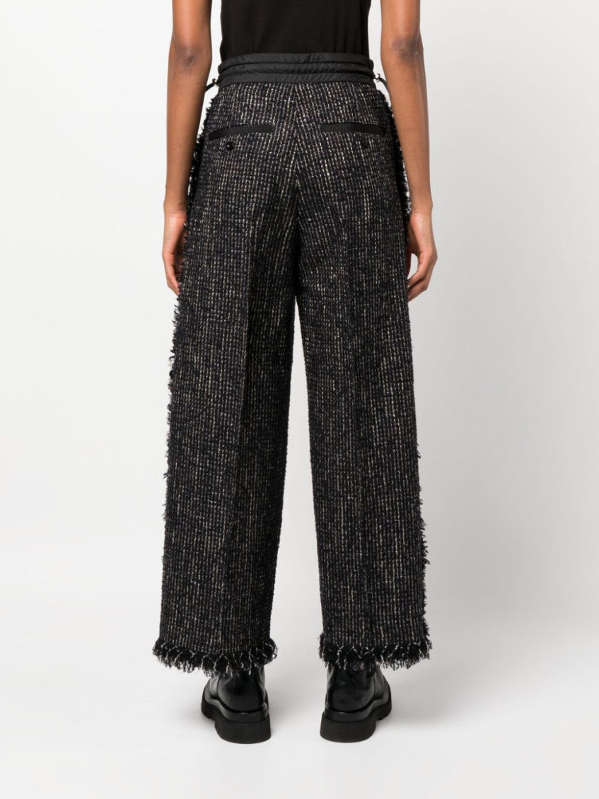 Black Wide Leg Tweed Trousers 2