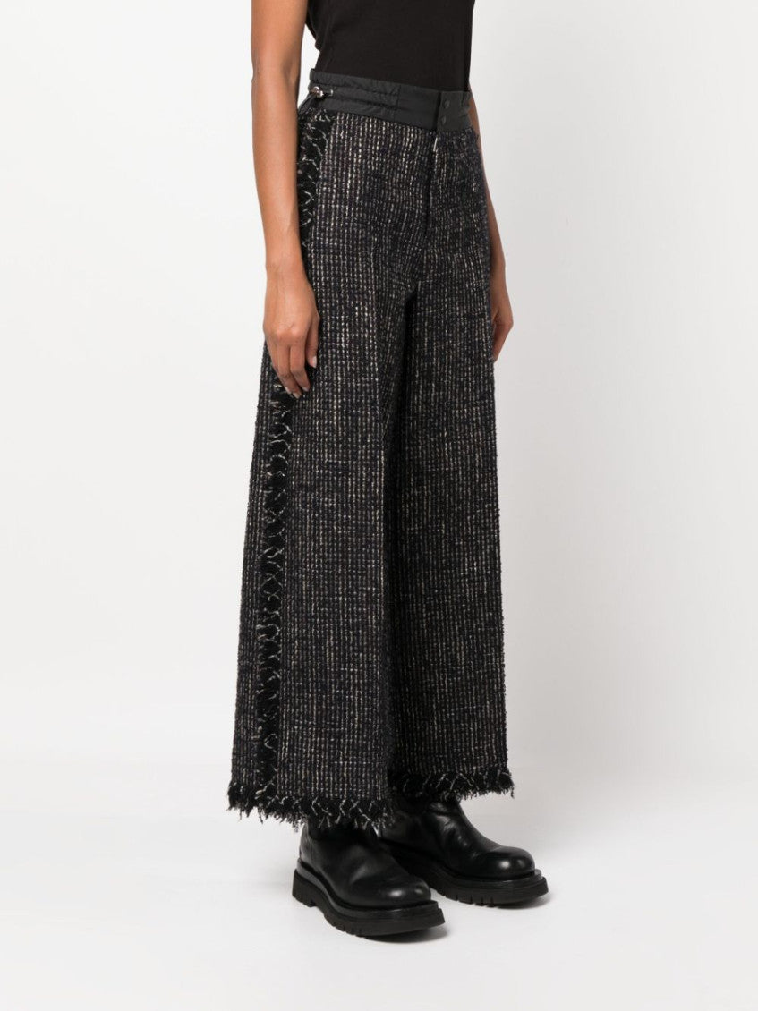 Black Wide Leg Tweed Trousers 3