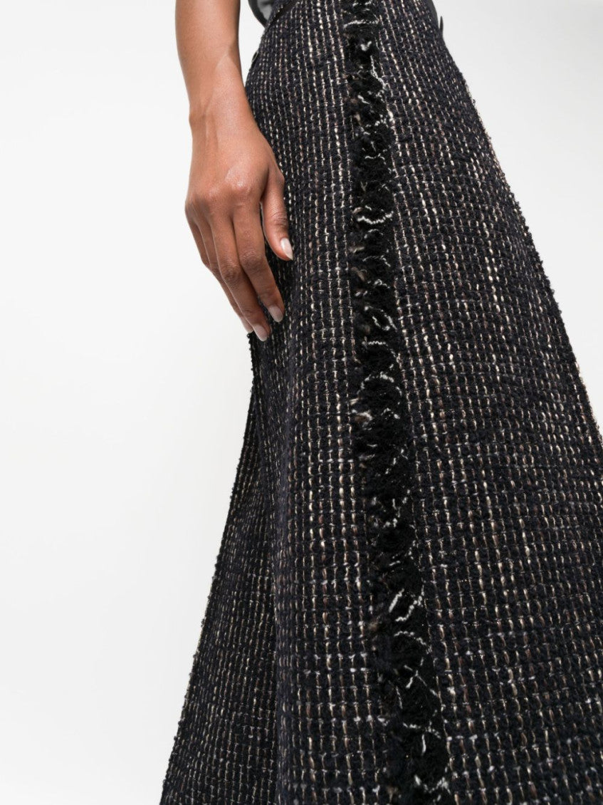 Black Wide Leg Tweed Trousers 4
