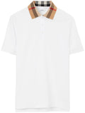 White Check motif cotton polo shirt 1