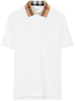 White Check motif cotton polo shirt 1