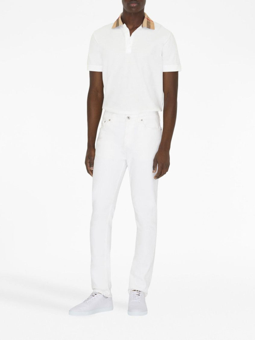 White Check motif cotton polo shirt 2