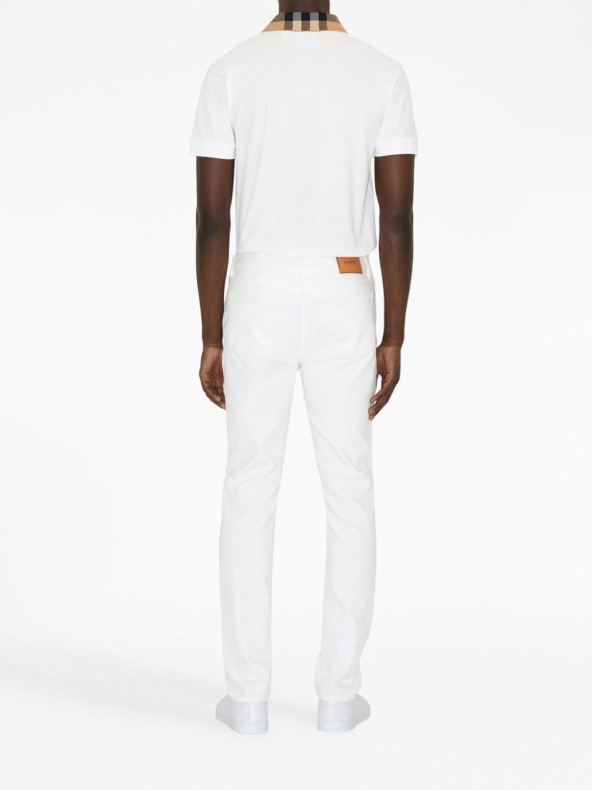White Check motif cotton polo shirt 3