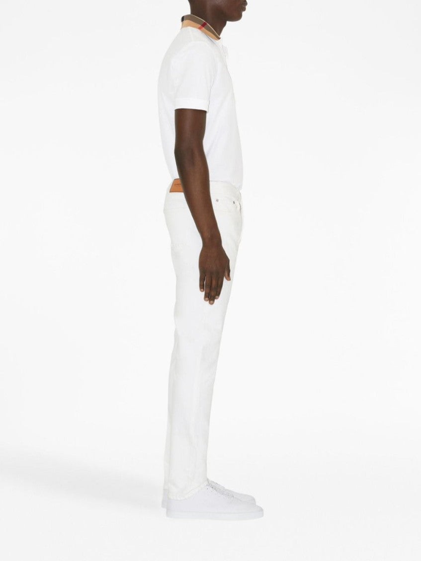 White Check motif cotton polo shirt 4