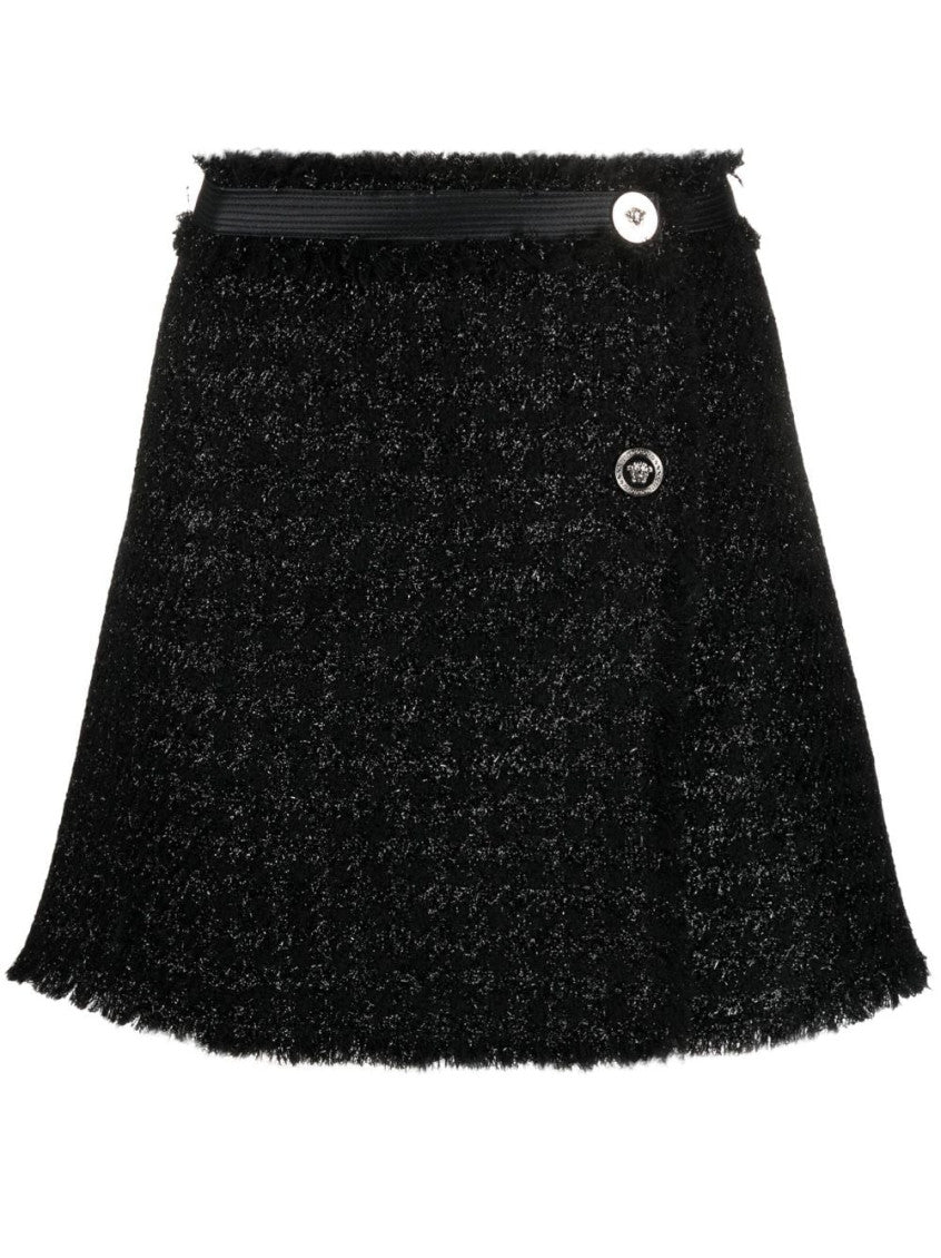 Vichy tweed wrap mini skirt 1