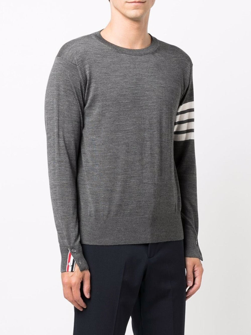Grey 4-Bar wool crewneck jumper 4