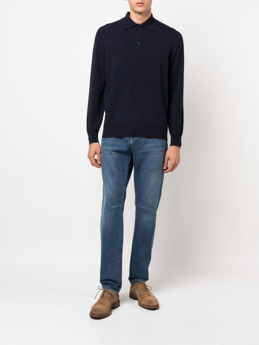 Blue Cashmere polo shirt 2