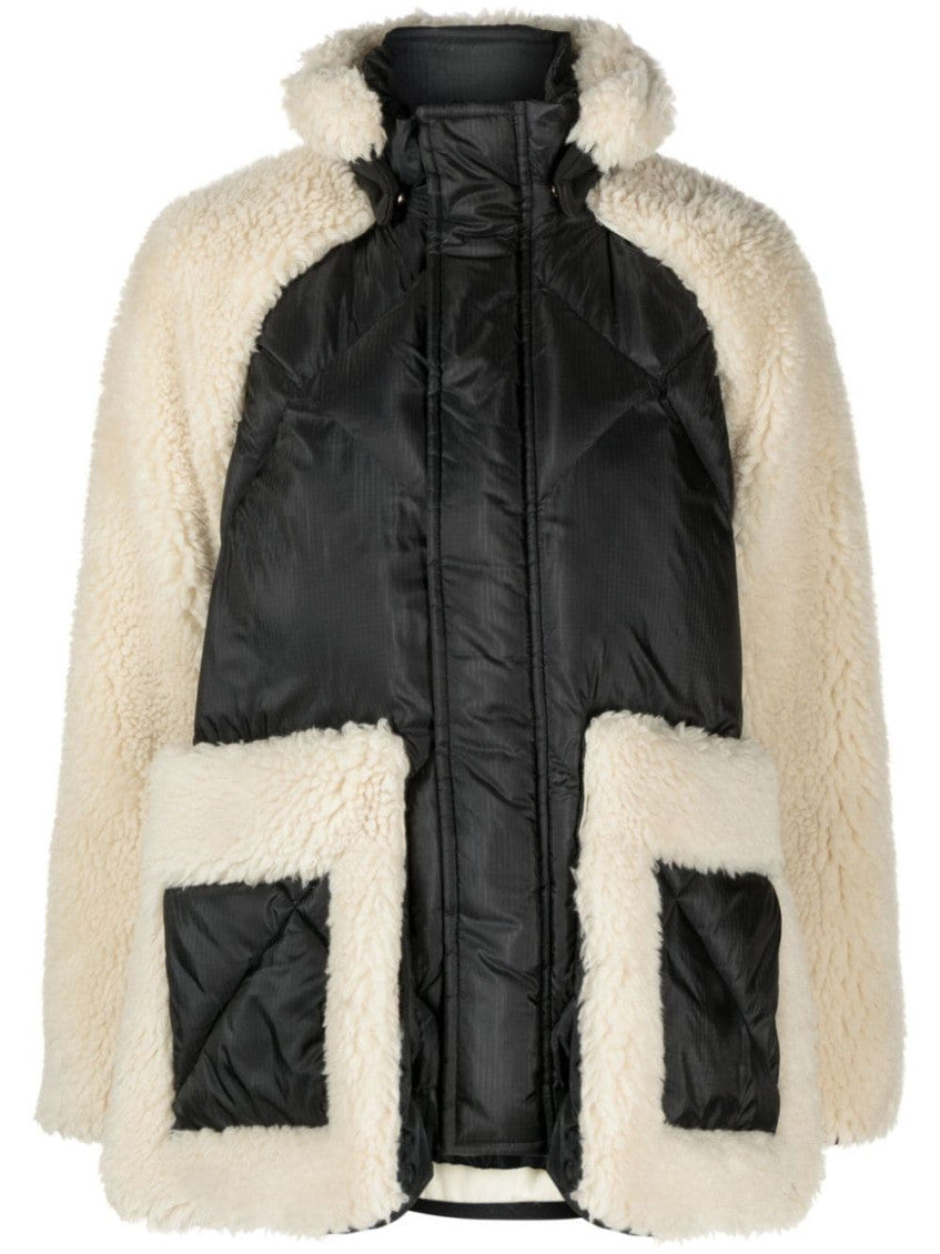 Beige Black Faux Shearling Jacket 1