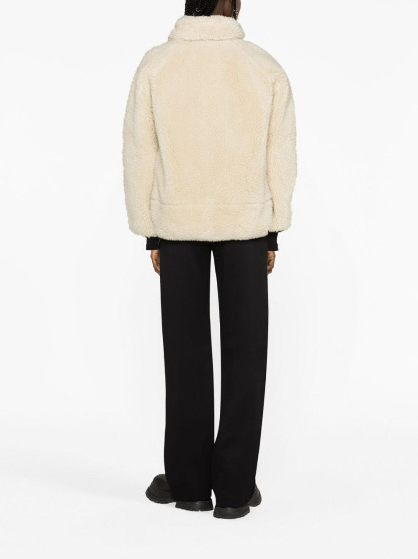 Beige Black Faux Shearling Jacket 4