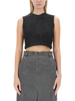 Black Textured Round Neck Top 1