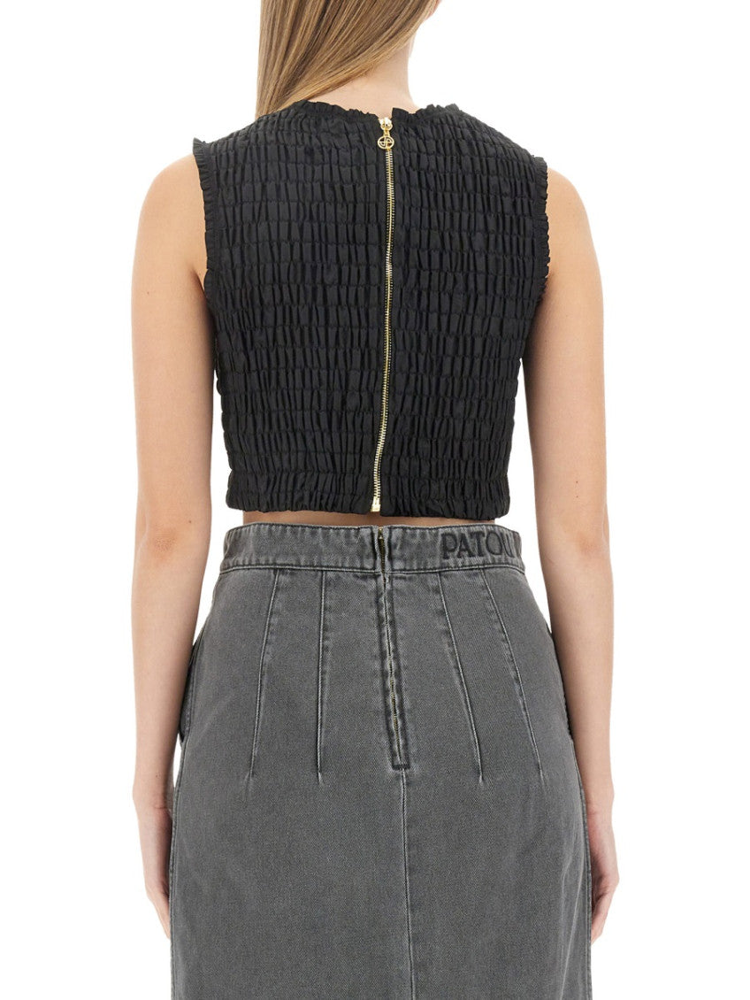 Black Textured Round Neck Top 2
