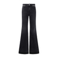 Black Chain Flare Cotton Jeans 1