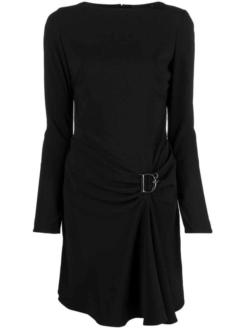 Black Boat Neck Mini Dress 1