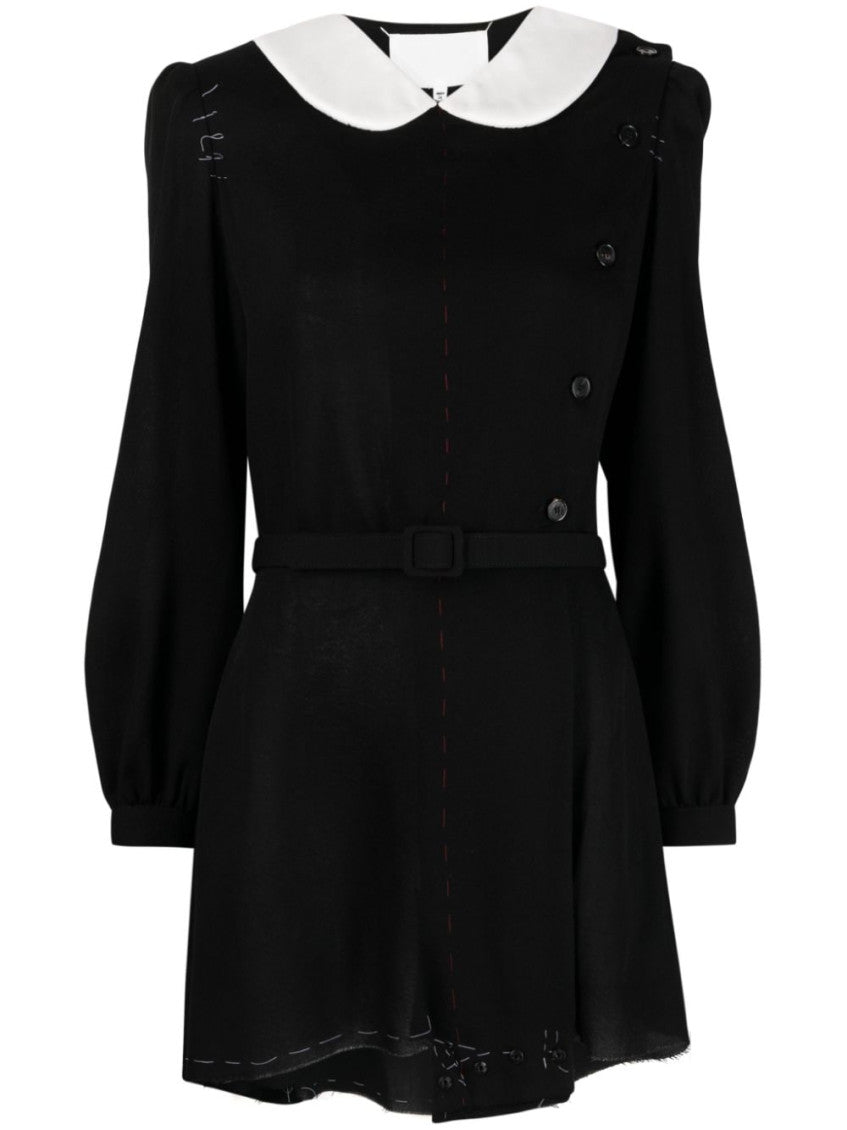 BlackWhite Unfinished stitching dress 1