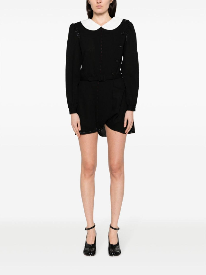 BlackWhite Unfinished stitching dress 2
