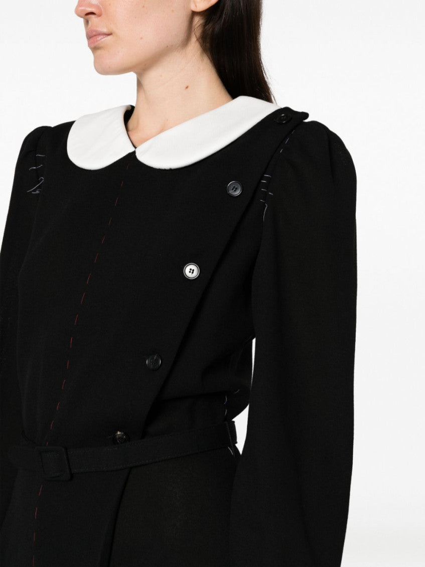 BlackWhite Unfinished stitching dress 4