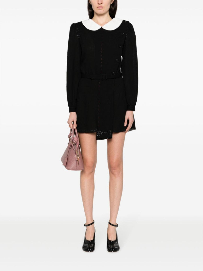 BlackWhite Unfinished stitching dress 6