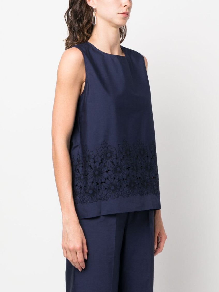 Navy Blue Cotton Embroidered Top 2