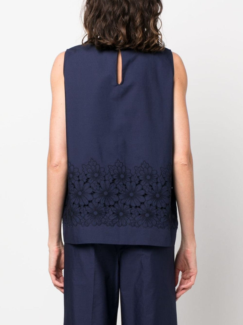 Navy Blue Cotton Embroidered Top 4