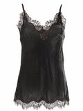 Dark Grey Dark Grey Lace trim Sleeveless Top 1