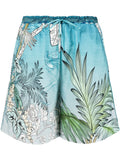 Blue Printed Drawstring Cotton Shorts 1