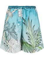 Blue Printed Drawstring Cotton Shorts 1