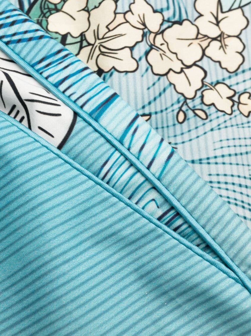 Blue Printed Drawstring Cotton Shorts 2