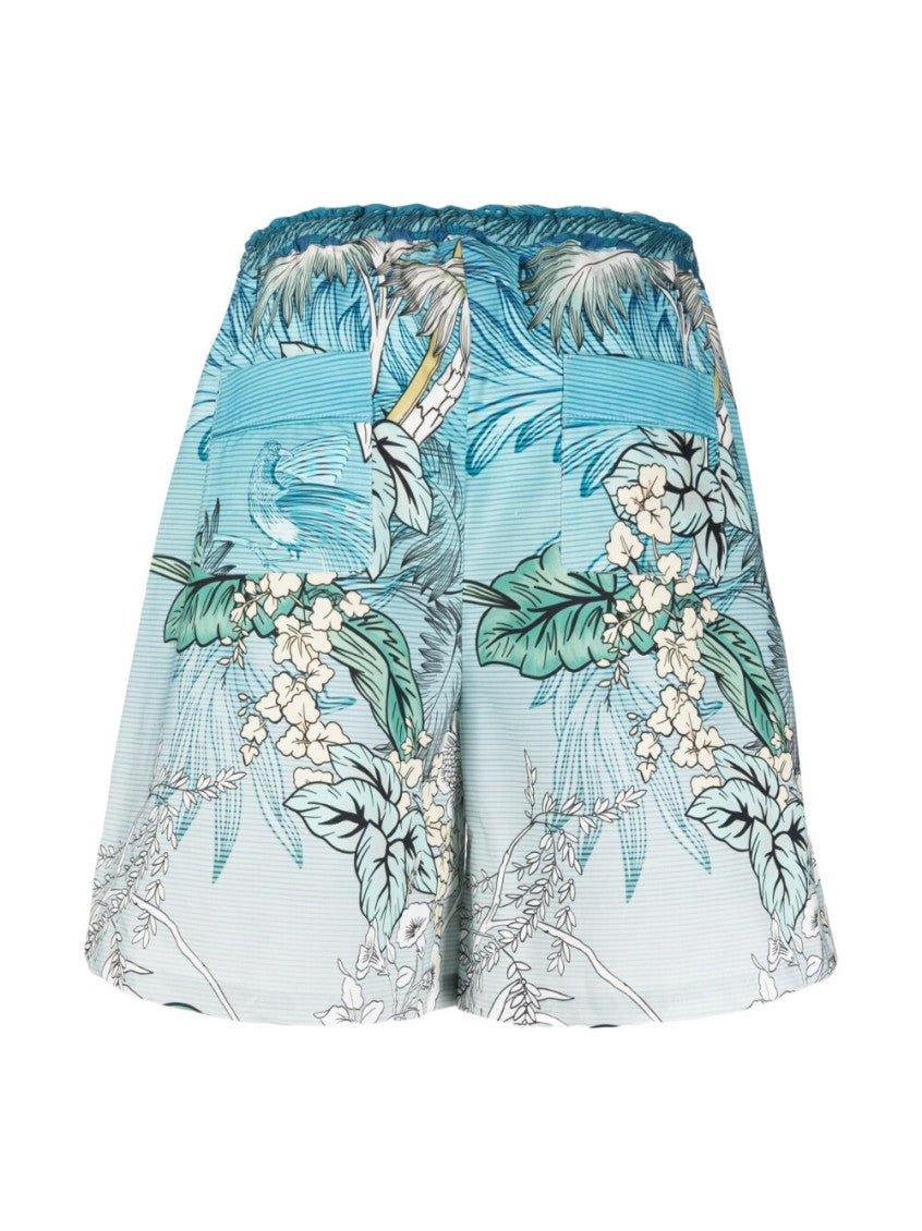 Blue Printed Drawstring Cotton Shorts 3